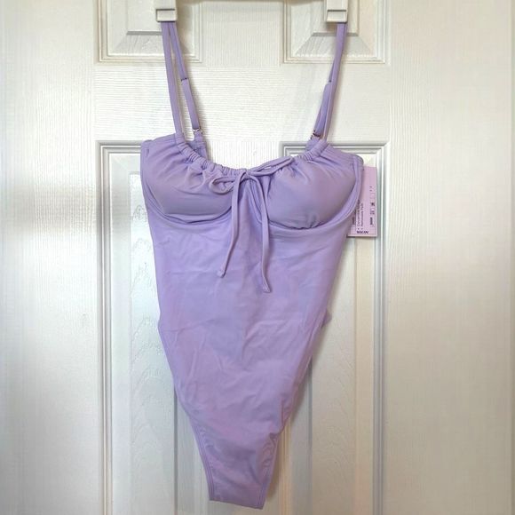 WILD FABLE Shirred Underwire Cheeky Swimsuit in Purple Size Small NEW - Picture 5 of 11